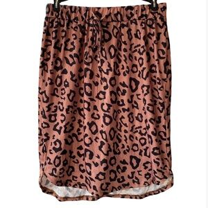 Tickled Teal Leopard Print Tie Belt Midi Skirt Ladies Small